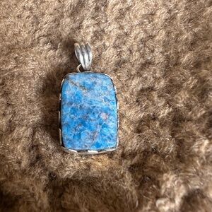 Blue Apatite pendant set in sterling silver